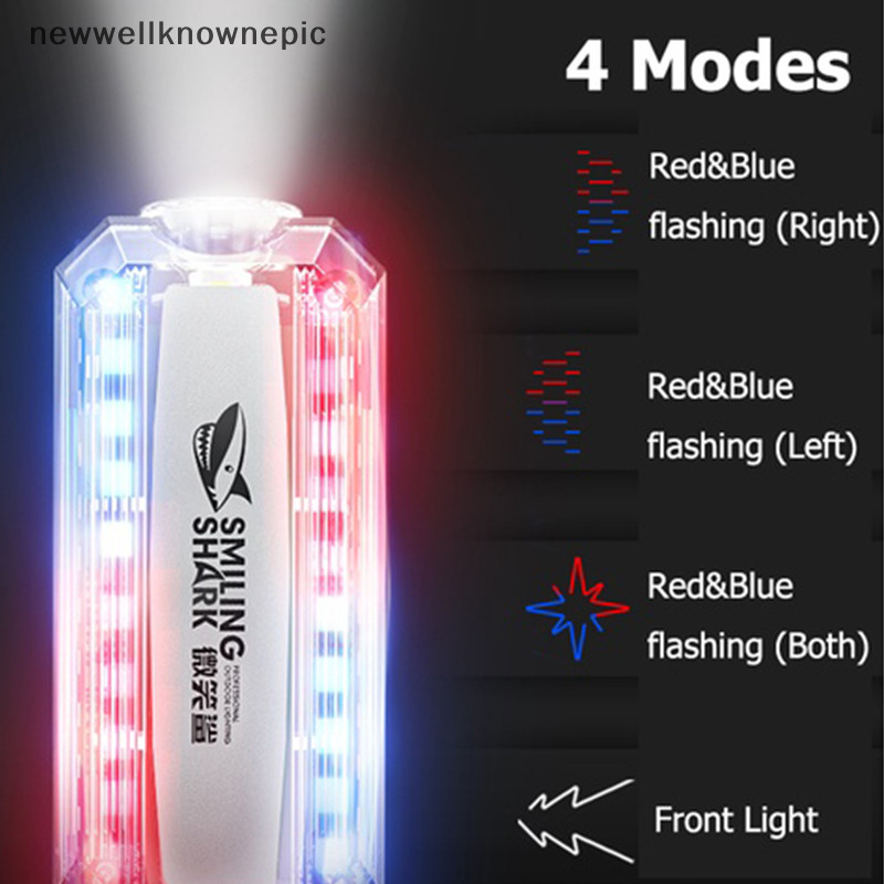 Newwellknownepic กลางแจ้งสีแดงสีฟ้า Strobe Light ไฟเตือน Usb ชาร์จไฟฉายไหล่คลิปกระพริบ TH
