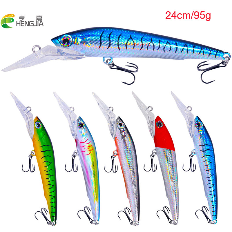 Hengjia 1 ชิ้น 41 กรัม-95 กรัมตกปลา Lure ดําน้ําลึก Minnow เหยื่อประดิษฐ์ Wobblers Tackle ปลาคาร์พ Pike Walleye เดิมเหยื่อตกปลาทะเล