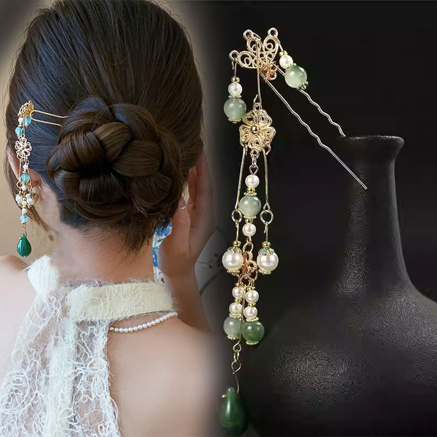 Fresh Simple Hairpin Headdress Super Fairy Embellishment อุปกรณ์เสริมขั้นตอนเขย่า Gorgeous พู่ Hairpin