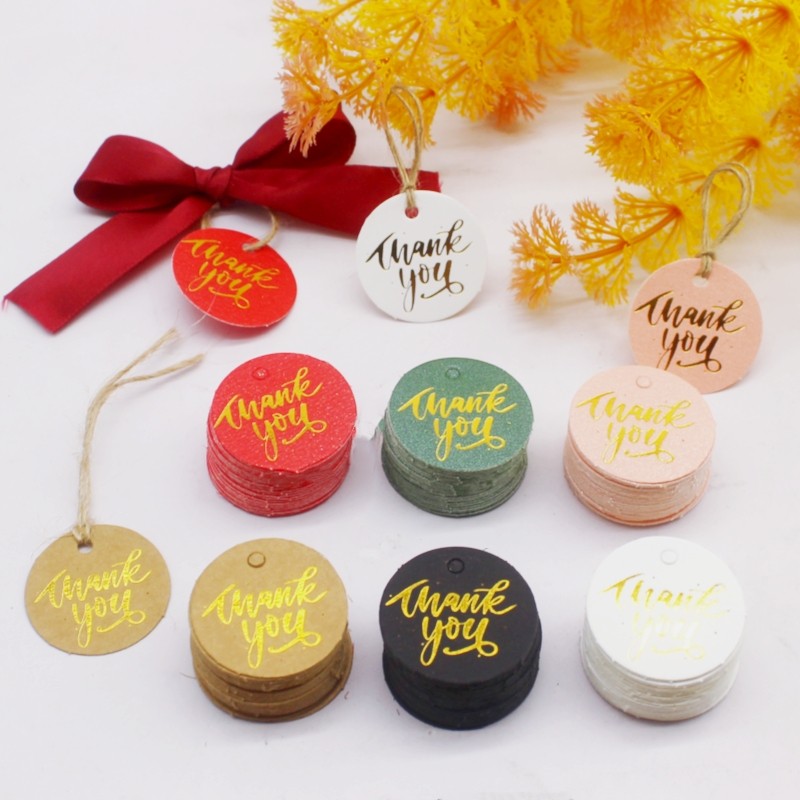 รอบ 3 ซม.100TAG+ 20M STIRNG ขอบคุณของขวัญแท็ก MERRY CHRISTMAS GIFTS TAG