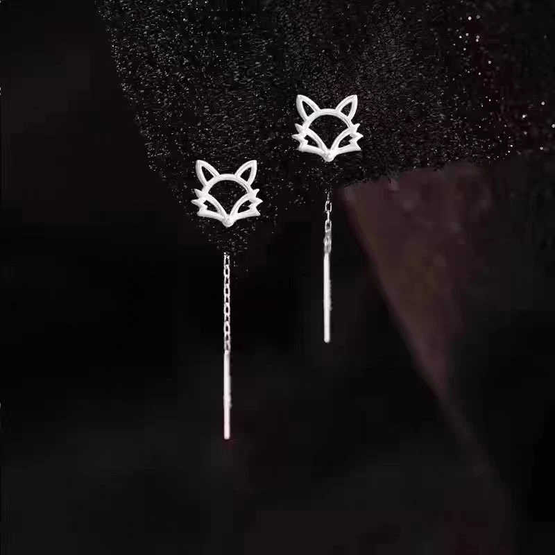 Little Fox Ear Line หญิง Niche Design พู่หวานหูโซ่ประณีต All-Match ที่เกี่ยวหูต่างหู