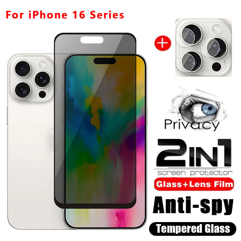 IPhone 17 16 Pro Max 15 14 13 5G 2024 ความเป็นส่วนตัวกระจกนิรภัยป้องกันหน้าจอคลุมทั้งหมดฟิล์มสําหรับ 17Pro 17ProMax i16 16Pro 16E 15Pro 14Pro 15 + 16ProMax 15Pro + 13P เลนส์กล้อง