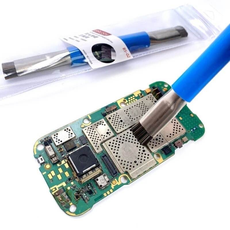 BRUSH BS-02 ปลอดภัยแปรง Anti-Static เมนบอร์ด PCB ทำความสะอาดแปรงสำหรับโทรศัพท์มือถือ PC ซ่อมเครื่องมือทำความสะอาดลบกาว