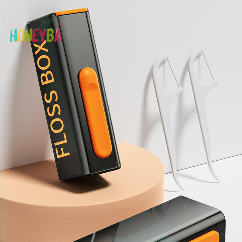 <Honeyba> กล่องเก็บไหมขัดฟันอัตโนมัติกระจกด้านล่างเครื่องจ่ายไหมขัดฟันreusable Floss Organizerกรณีทําความสะอาดสุขอนามัยช่องปากNice