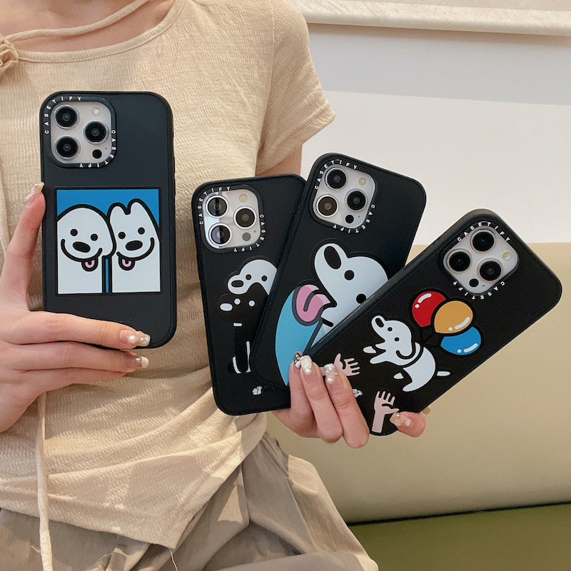 Kazumasa Matsui Dog Illustration Casetify เคสโทรศัพท์สําหรับ iPhone 16 15 14 13 Pro Max, Matte Black