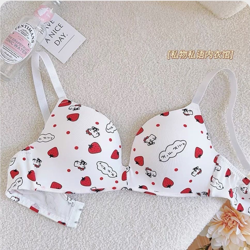 Hello Kitty Girl Bra ที่ไม่มีสายหนัง katie Anti-SLIP Small breast Push-Up ชุดชั้นในน่ารัก Sweet ราคา ถูกที่สุด ดีลบีเคเค แกลเลอรีภาพที่ 6