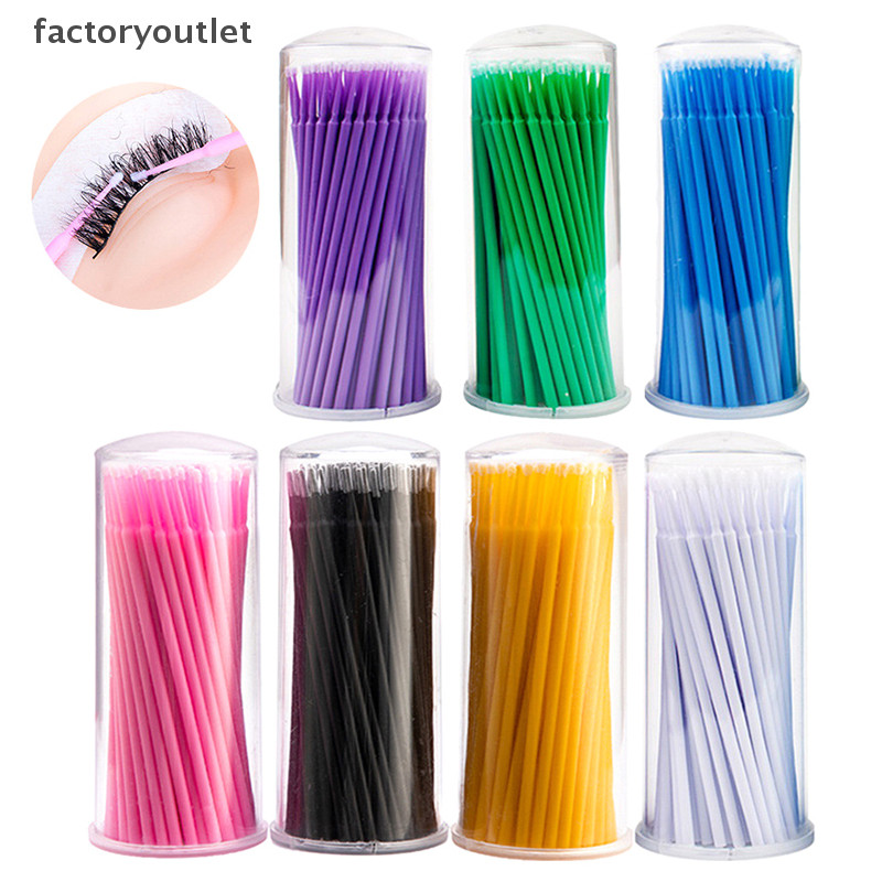 Flth 100 ชิ้น Eyelash แปรงทําความสะอาด Lash Extension Micro Cotton Swab ขนตาส่วนบุคคล Microbrush แต่งหน้าความงามทําความสะอาด Remover เครื่องมือ Vary