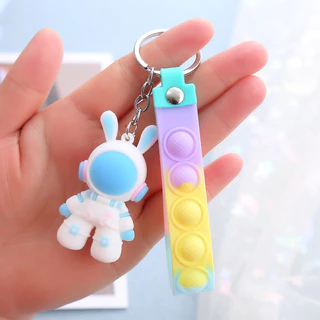 พวงกุญแจยางนิ่ม ห้อยตัวการ์ตูนกระต่าย อวกาศ น่ารัก สีหวาน สดใส พวงกุญแจห้อยกระเป๋า