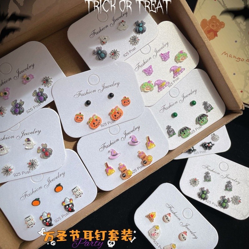 Funny Halloween Dark Earrings ต่างหูมอนสเตอร์น่ารัก Silver Needle set