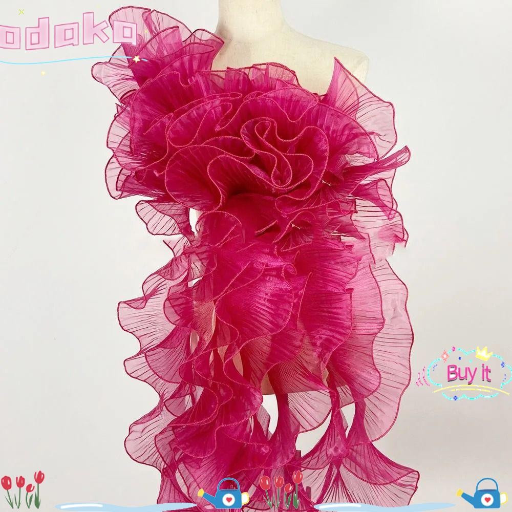 Odaka ผ้าตัดลูกไม้ Organza, Glossy 2yard จีบ Ruffles วัสดุ, กว้าง 13 ซม.ขนาดใหญ่หยักอุปกรณ์เย็บผ้า
