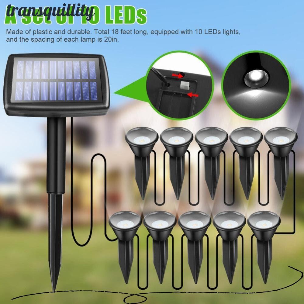 ไฟกราวด์สวน TRANSQUILLITY, โคมไฟภูมิทัศน์พลังงานแสงอาทิตย์สําหรับตกแต่ง, ไฟ LED จุดกันน้ํา 10-in-1 กลางแจ้ง