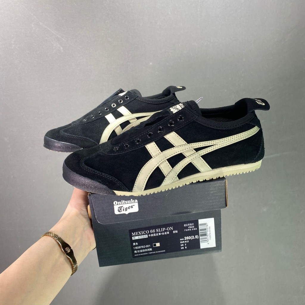 2024 Unisex Retro Asics TIGERS ผู้หญิงรองเท้าผ้าใบหนังญี่ปุ่นเม็กซิโก 66 TIGERS รองเท้าสําหรับชายสีด