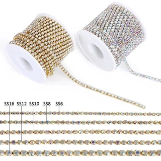 1yard/91 ซม.Rhinestones Chain คริสตัล Glitter เย็บสําหรับชุดอุปกรณ์เสริมตกแต่ง