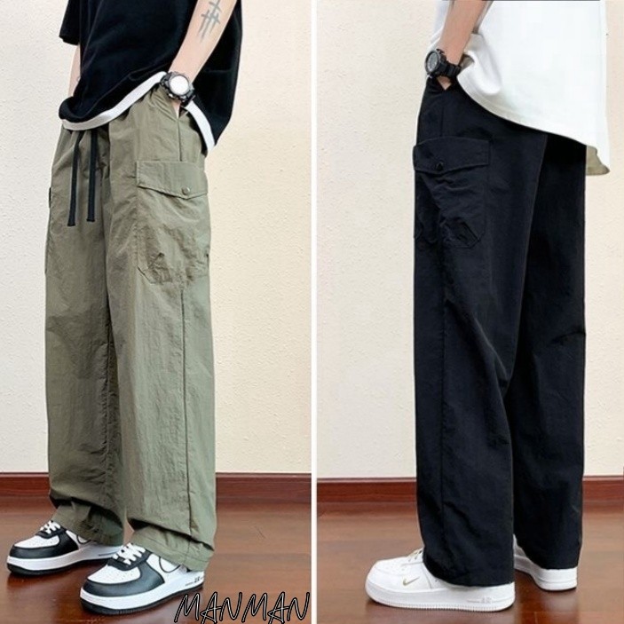 MANMAN กางเกงขายาวผู้ชาย ยอดนิยม หล่อ ลำลอง แมทช์ลุคง่าย ชาร์จ ทรงตรง