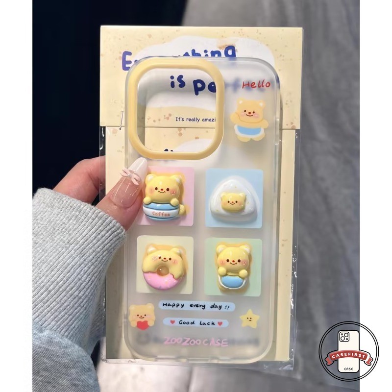 การ์ตูนบัตเตอร์หมีน่ารัก 3 มิตินุ่มใสเคสสำหรับ OPPO A18 A57 A15 A58 A54 A17 A7 A38 A5 A5s A78 A3s A16 A17K A12 A15s