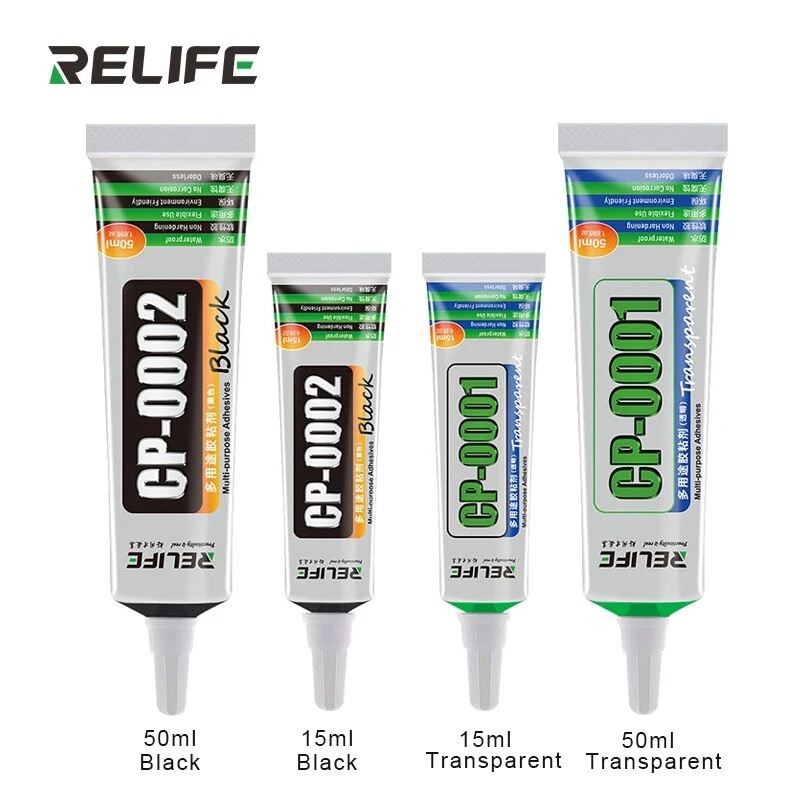 กาวเหลว RELIFE 50ml CP-0001 สีใส CP-0002 สีดำ กาวยืดหยุ่นสูง สำหรับซ่อมกรอบโทรศัพท์ หน้าจอ LCD และฝาหลัง