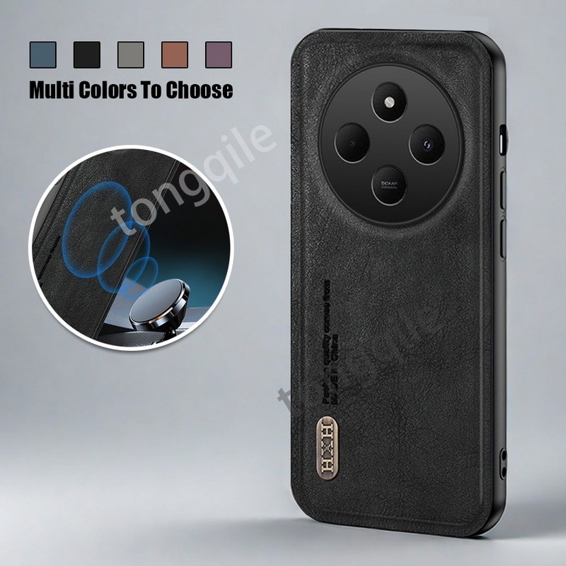 ซองหนังหรูหราสําหรับ Poco C75 4G 2024 PocoC75 Xiaomi เคสโทรศัพท์ฝาหลังกันชนกันกระแทกสีทึบแฟชั่นเรียบง่าย Anti Drop ผู้ถือรถสนับสนุนขอบนุ่ม