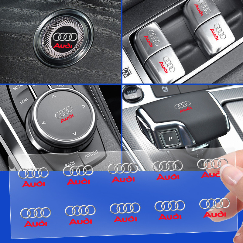 10PCS รถหน้าต่างปุ่มสติกเกอร์พวงมาลัย Decal ภายในรถผลิตภัณฑ์สําหรับ Audi sline TT Q2 Q3 Q5 Q7 Q8 A3 A4 A5 A6 A7 R8 B5 B6 B7