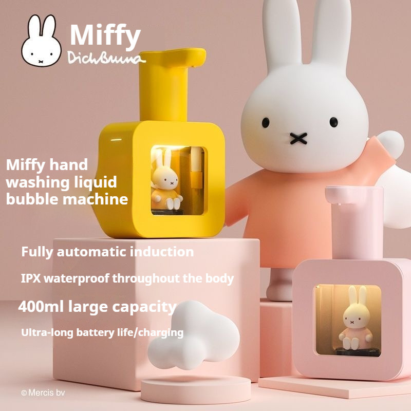 Miffy เครื่องจ่ายเจลทําความสะอาดมือแบบเหนี่ยวนําอัตโนมัติอัจฉริยะ, สบู่น่ารักสําหรับเด็กแบบติดผนัง Di