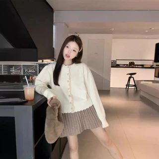 coat เสื้อแจ็คเก็ต สเวตเตอร์แขนยาวลูกไม้ เสื้อคาร์ดิแกน เสื้อไหมพรม แฟชั่นสำหรับผู้หญิง พร้อมส่ง