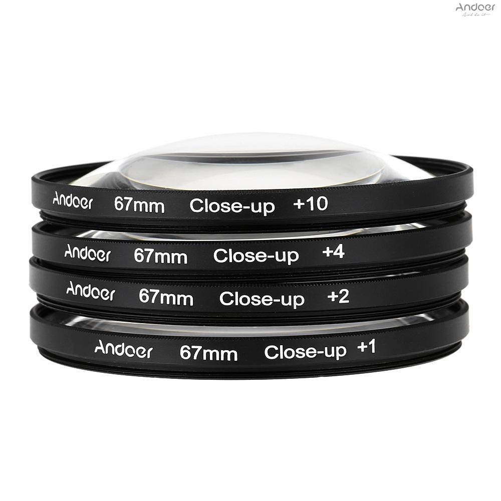 Andoer 67mm Macro Close-Up Filter Set +1 +2 +4 +10 พร้อมกระเป๋าสําหรับ D80 D90 D7000 Canon Tamron Sigma DSLRs