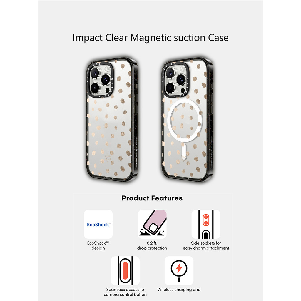 Casetify X Wave Point Case แม่เหล็กดูด Hard อะคริลิคด้านหลังสําหรับ Apple IPhone 12 13 14 15 16 Pro Max Plus พร้อมกล่อง