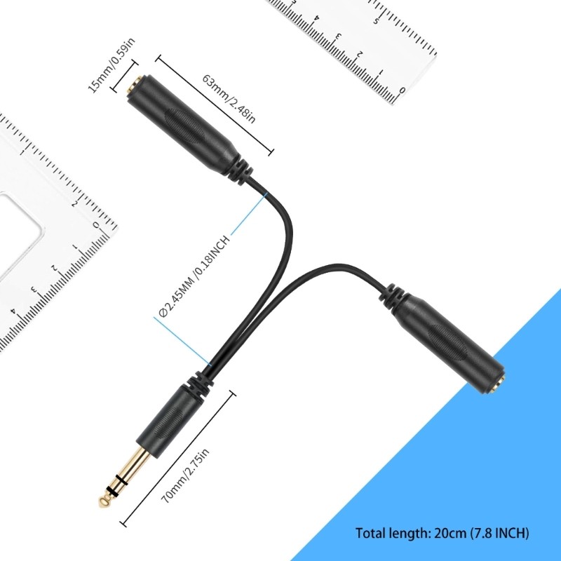 Godd Double Shielded 1 4 นิ้ว TRS สเตอริโอ Splitter Y สาย 1 4 TRS Splitter Cable สําหรับการส่งผ่านสัญญาณสเตอริโอที่ชัดเจน