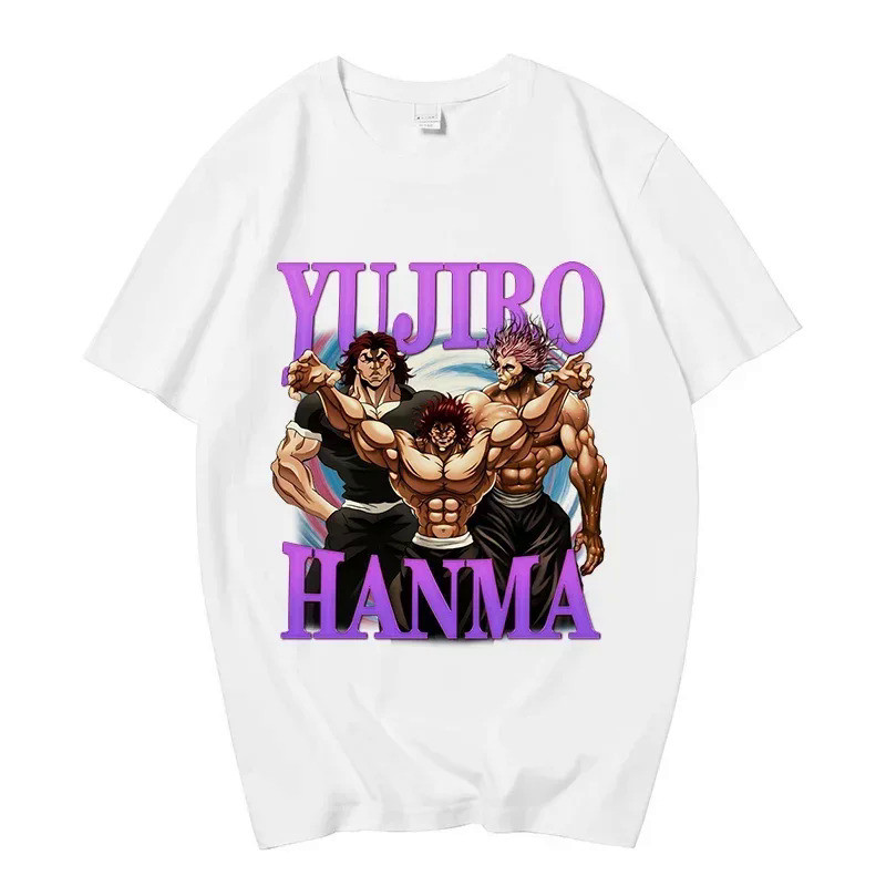 Baki The grappler อะนิเมะเสื้อยืด Yujiro hanma TShirt ฤดูร้อนเสื้อยืดการ์ตูน Yujiro แจ็ค hanma baki 