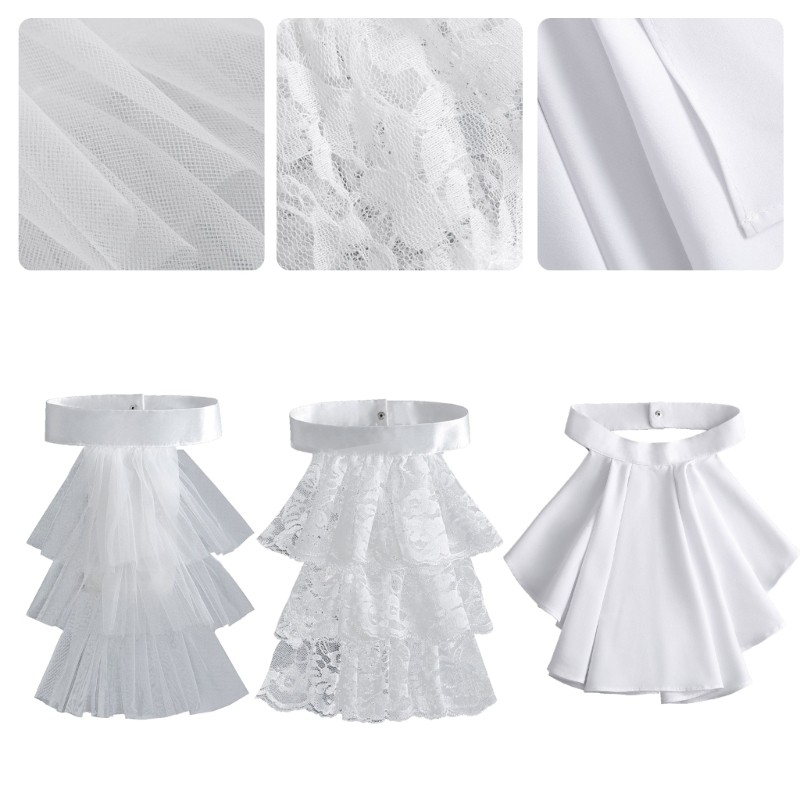 Lu Elegant Victorian ปลอกคอเครื่องแต่งกาย Ruffled ลูกไม้ Jabot คอสําหรับปาร์ตี้ฮาโลวีนคอสเพลย์แวมไพร์เครื่องแต่งกายคอ