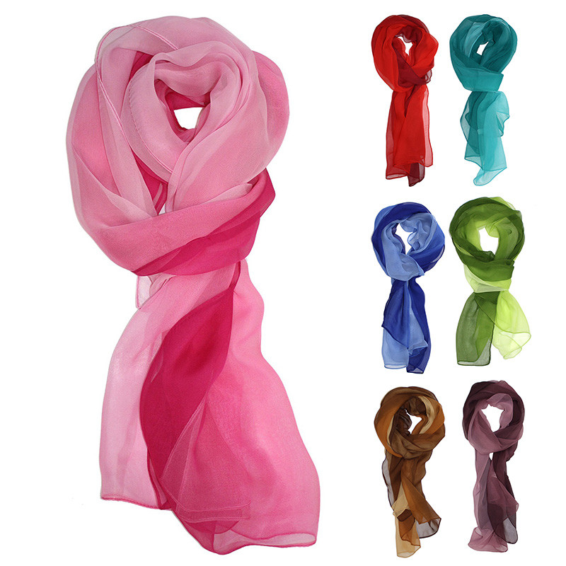 Four Seasons สุภาพสตรีแฟชั่นผ้าพันคอชีฟองไล่โทนสียาว Wraps Beach ครีมกันแดด Hijab