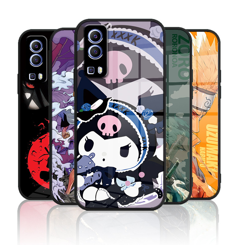 เคสกระจก VIVO Y72 5G เคสกระจกนิรภัย Hard Back Cover Soft Silicon Edge