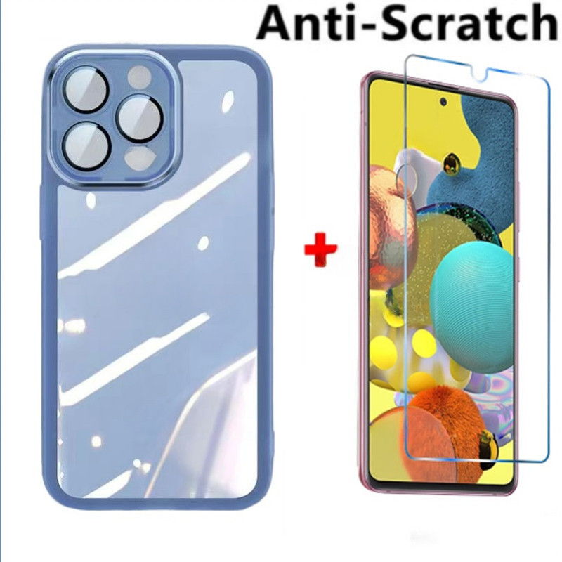 2 in1 เคสโทรศัพท์ + กระจกนิรภัยสําหรับ VIVO Y18 Y18E Y03 Y02 Y21A Y21S Y33S Y02S Y27S V30E V30 Y21T 