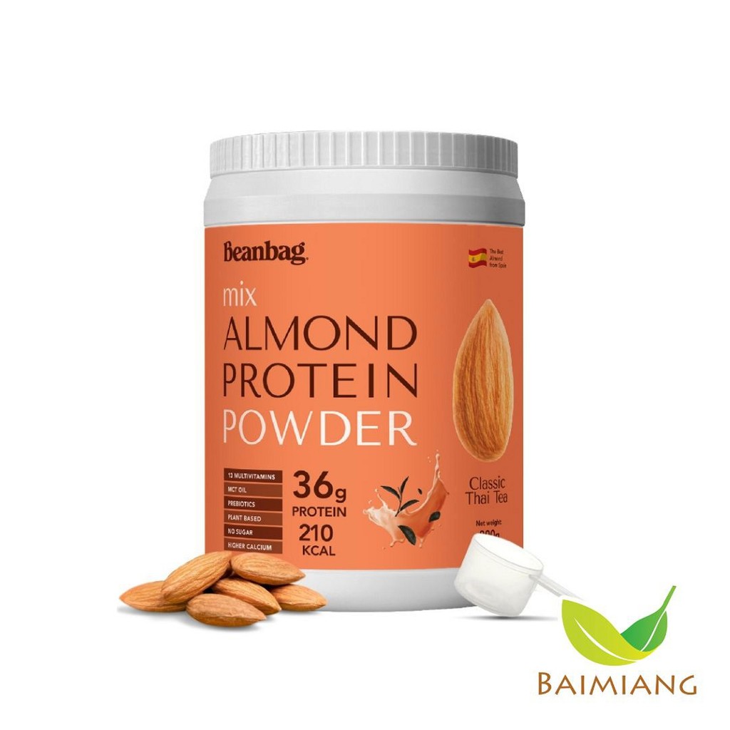 Beanbag Mix Almond Protein Classic Thai Tea โปรตีนอัลมอนด์ รสชาไทย ขนาด 800 g. (04888)
