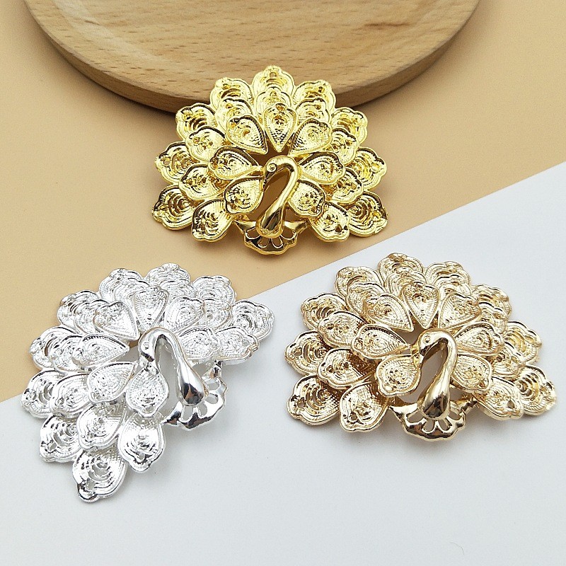 โลหะผสมสามชั้นนกยูงเปิดหน้าจอมงกุฎเจ้าสาวอุปกรณ์เสริมเครื่องประดับ DIY