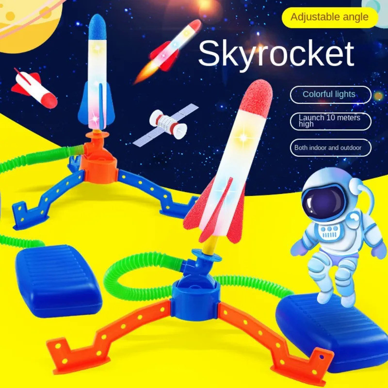 Children's Toy Sports Foot-stepping Air Rocket Launcher Toys Outdoor Luminous Ejection Flying Flash 