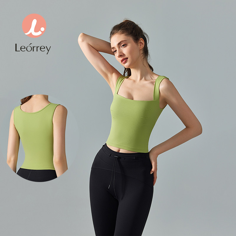 Leorrey-เสื้อกั๊กโยคะพร้อมแผ่นอกเสื้อกีฬาแขนกุดรัดรูปด้านในหรือด้านนอก