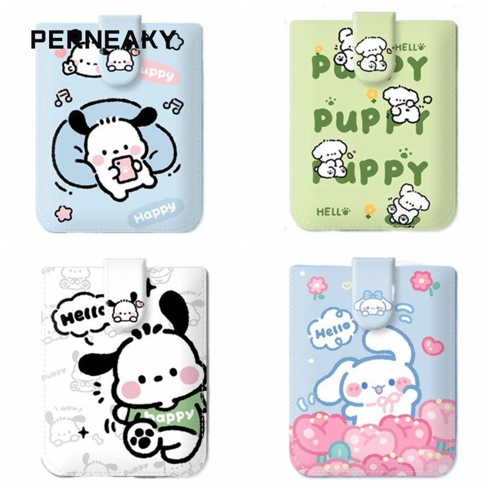 Perneaky Mini Card Wallet, Laminated ปกปิดดึงประเภท ID Card Holder, Creative RFID Blocking PU หนัง Pochacco Business Card Men