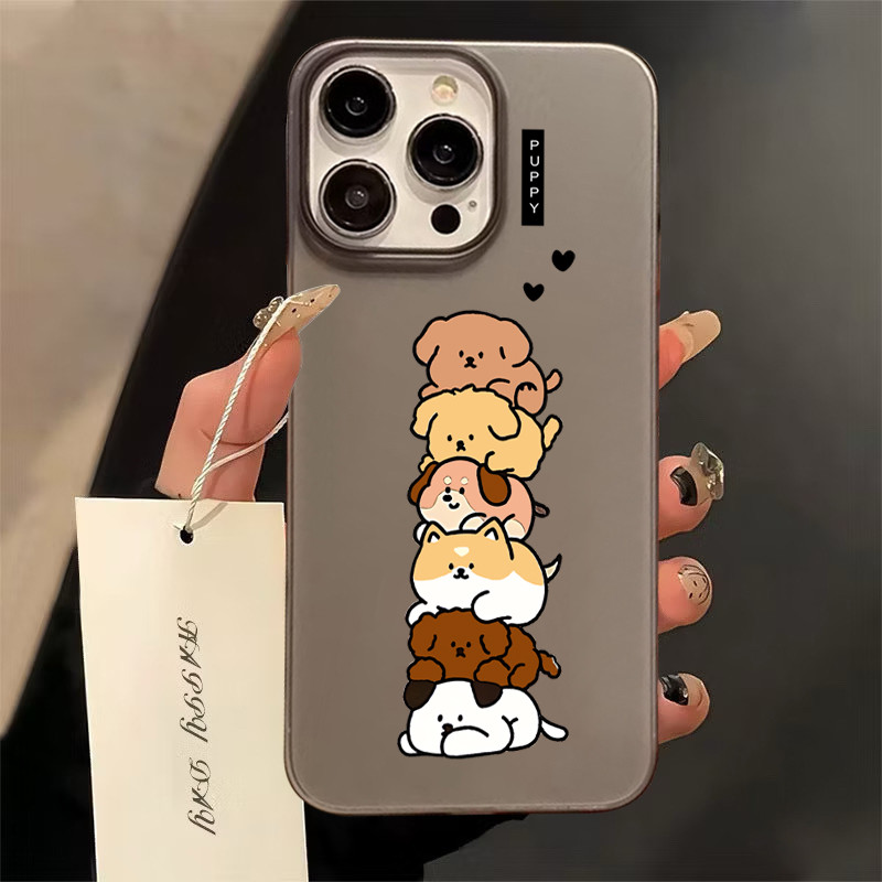 เคสโทรศัพท์มือถืออะคริลิคใสลูกสุนัขลามิเนตFor iPhone 11 13 15 เคส ไอโฟน12 14 ProMax 7 8Plus X XR XSMaxกันกระแทก ส่งจ