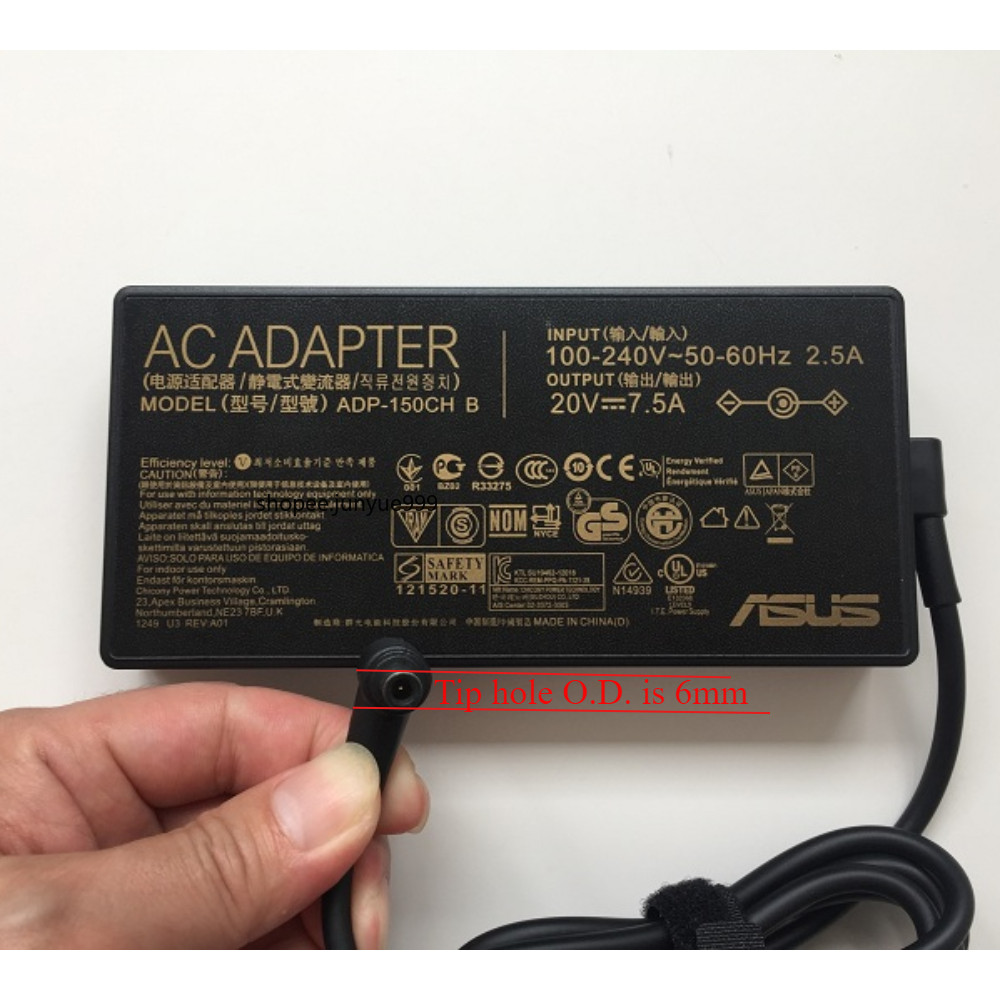 Asus แล็ปท็อปชาร์จ 20V 7.5A 150W อะแดปเตอร์สําหรับ ROG FA506 FX95D/TUF Gaming FX505 FA706 FX505DT