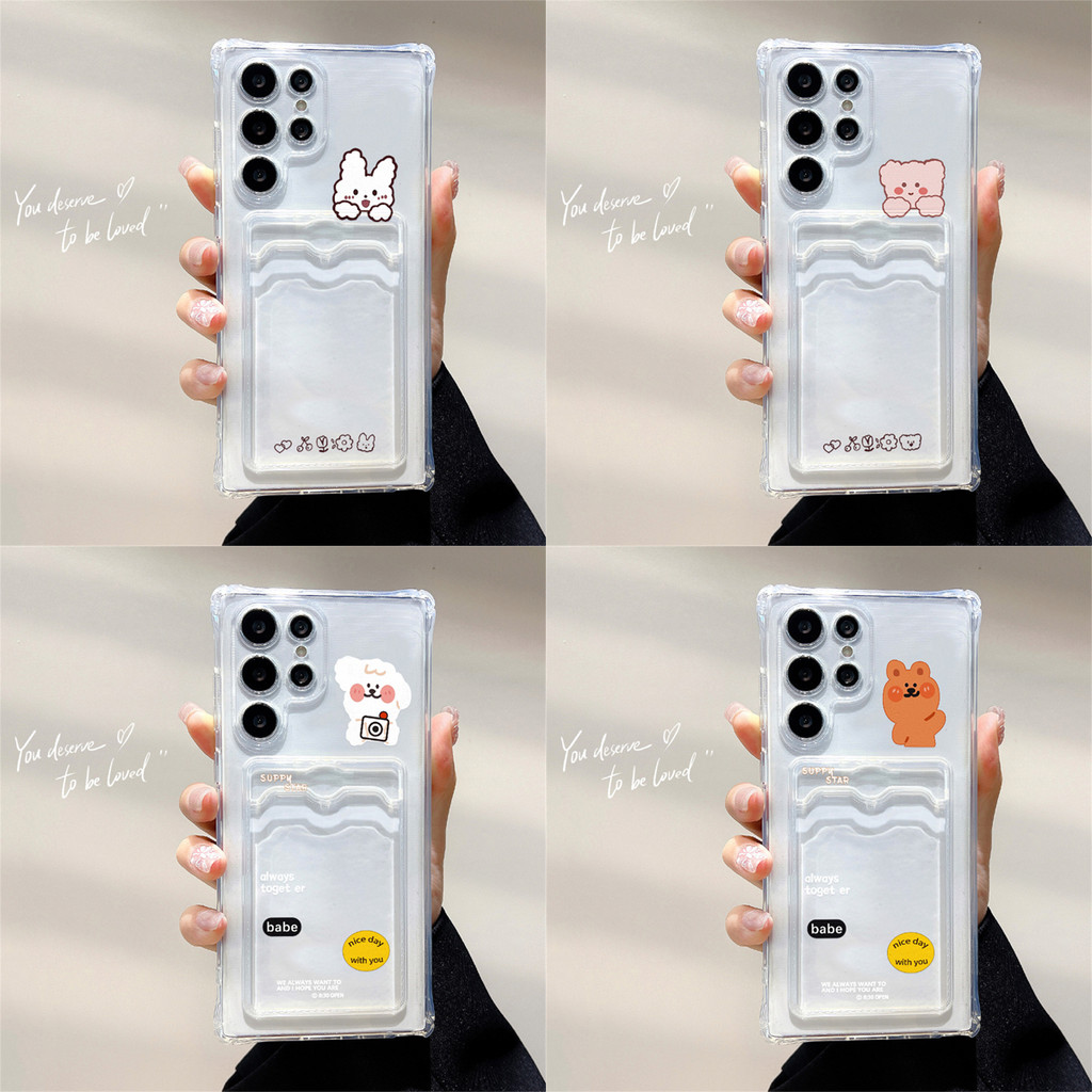 Soft ช่องใส่บัตร เคสทรศัพท์ For OPPO A18 A15 A60 A79 A58 A16 A57 A38 A74 A95 A54 A5S A2 A7 A5 4G 5G กันกระแทก สัตว์