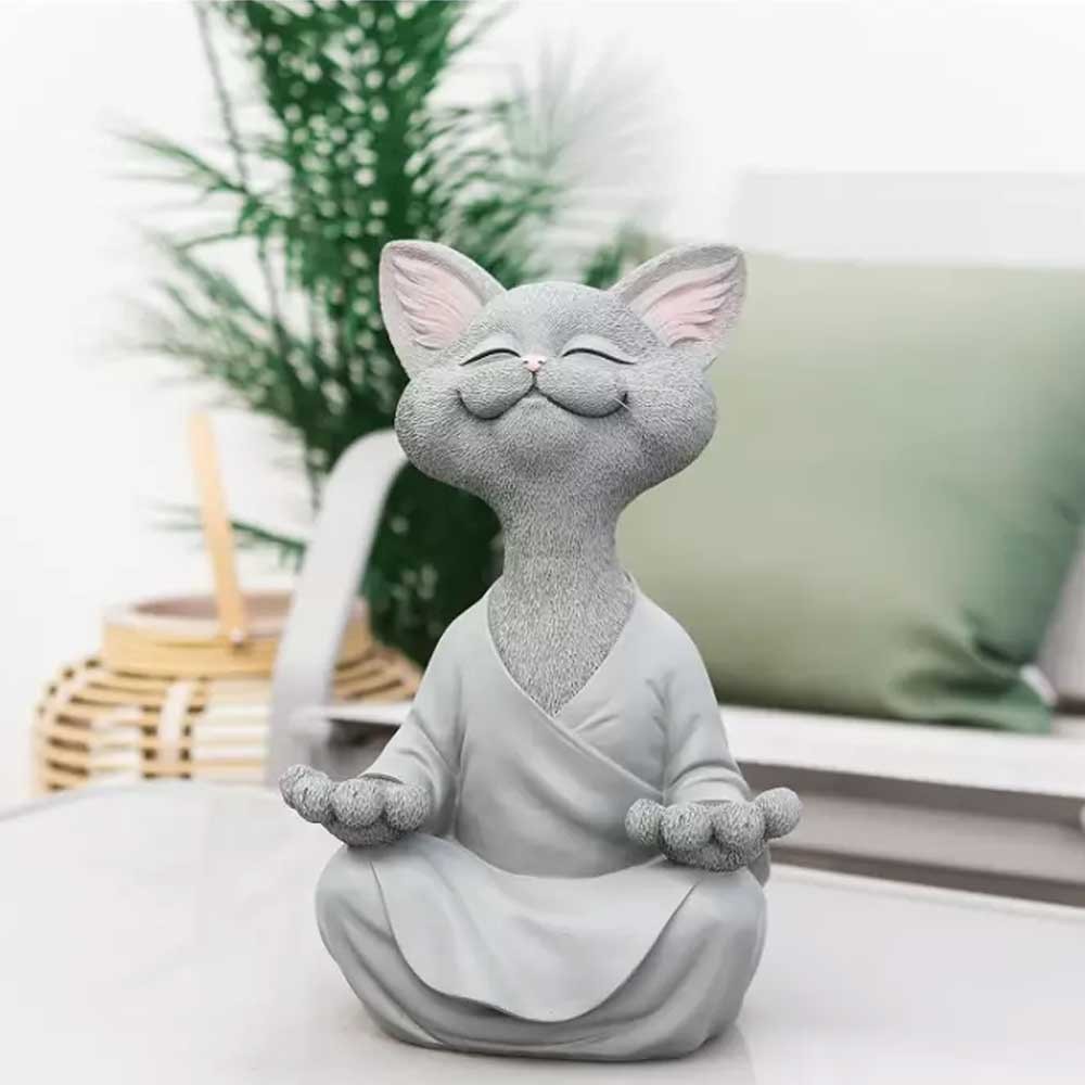 Happy Buddha Cat, Happy Buddha Cat Statue, Meditation Cat Buddha Statue