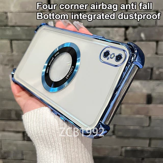 กันกระแทกเคสสําหรับ Iphone X XS XR XS MAX เคสโทรศัพท์ TPU แว่นขยายแม่เหล็กล่าสุดโปร่งใส premium Soft Case