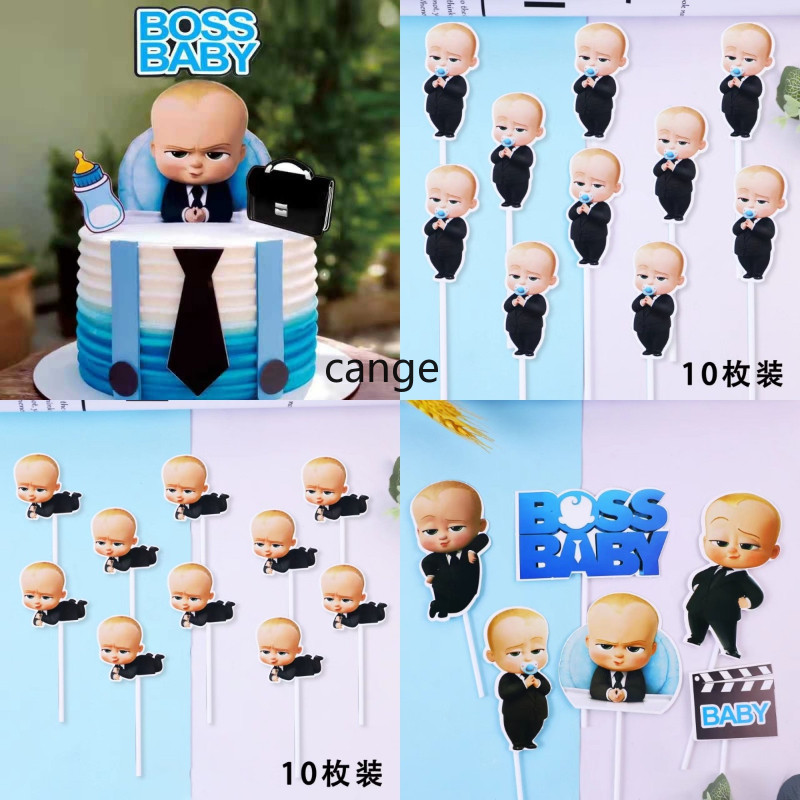 10 ชิ้น/เซ็ต Baby Boss Theme วันเกิดกระดาษการ์ดเค้กส่วนผสมเบเกอรี่ Props ขนมตกแต่งวัสดุ