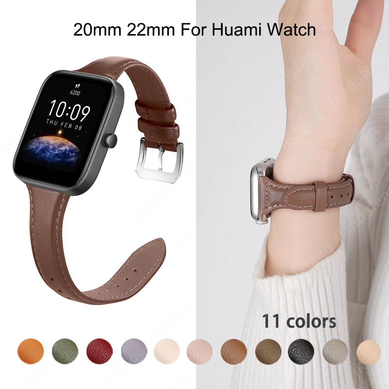 เปลี่ยนสายรัดข้อมือผู้หญิงสายหนังสําหรับ Huami Amazfit Bip 3 pro GTS 4 Mini Bip Lite GTS3 GTS2 Bip 6 5 GTR4 GTR3