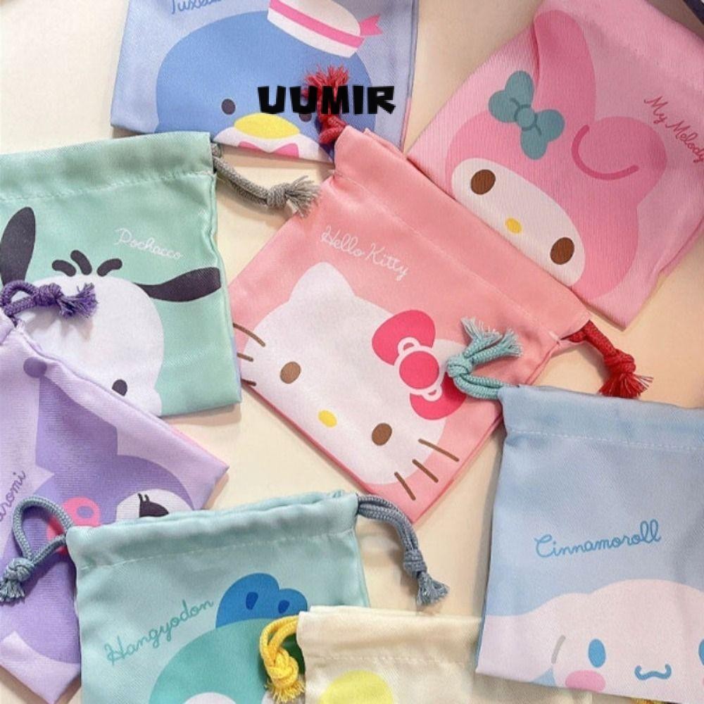 UUMIR Sanrio Kuromi Drawstring Bag, Cartoon Kawaii Mini Bundle Pocket, Cosmetic Bag Storage Bag Double Sided Coin Printing Bag