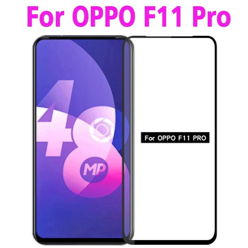 กระจกนิรภัยสําหรับ OPPO F11 F17 F19 F9 Pro ป้องกันหน้าจอขอบสีดําป้องกันฟิล์มสําหรับ OPPO F1S F3 F7 Protector