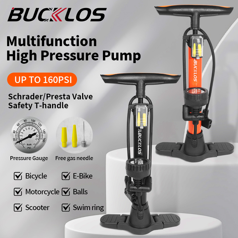 Bucklos จักรยานปั๊ม 160PSI มัลติฟังก์ชั่แรงดันสูงปั๊ม Schrader/Presta วาล์วปั๊มจักรยาน E-Bike รถ Air ยาง Inflator