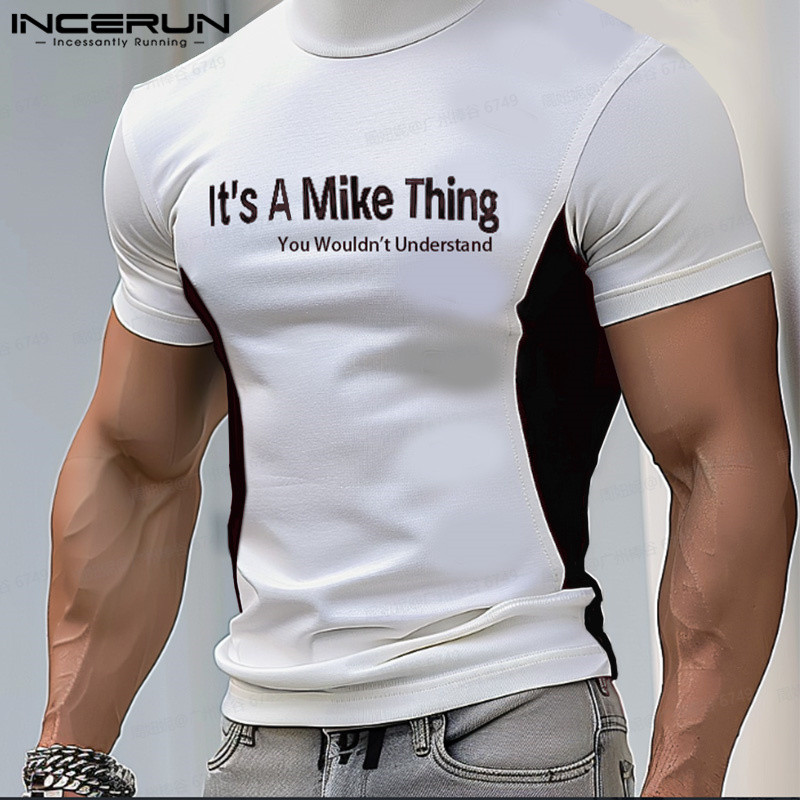 ไม่แน่นอน ผู้ชายวินเทจแฟชั่นลําลองพิมพ์ตัวอักษรเสื้อยืดแขนสั้น