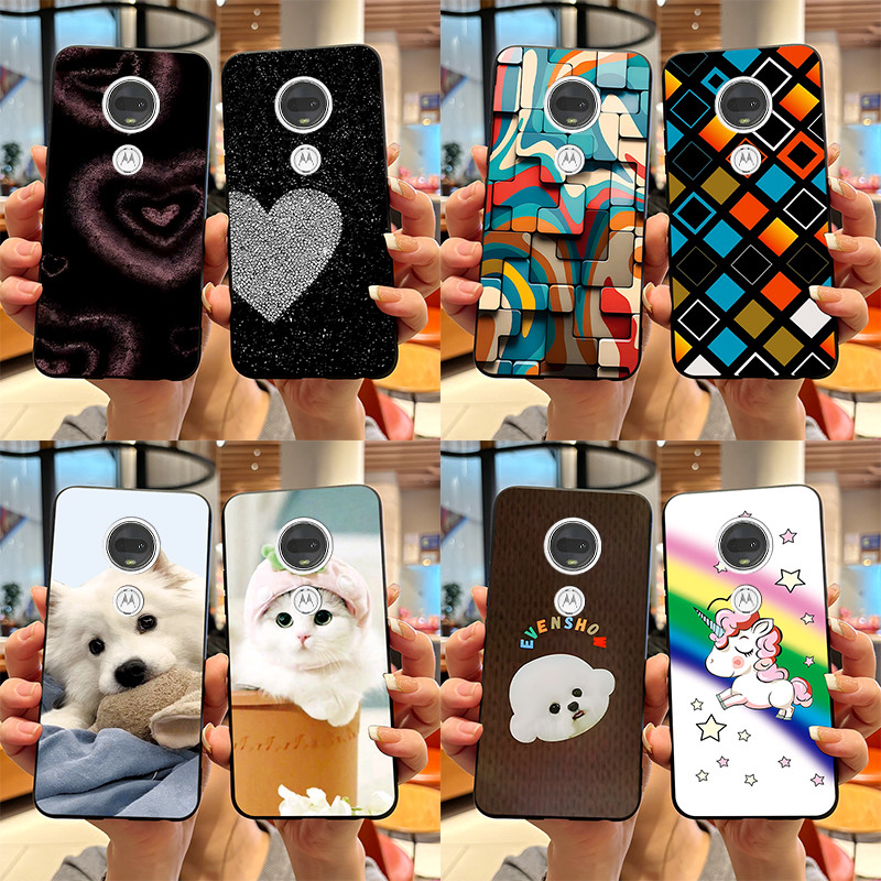 สําหรับ Motorola Moto G7 / G7 Plus กรณีใหม่ 2023 ออกแบบรูปแบบหัวใจ TPU นุ่มสีดําสําหรับ MotoG7 G 7 G7 + ซิลิโคนปลอก