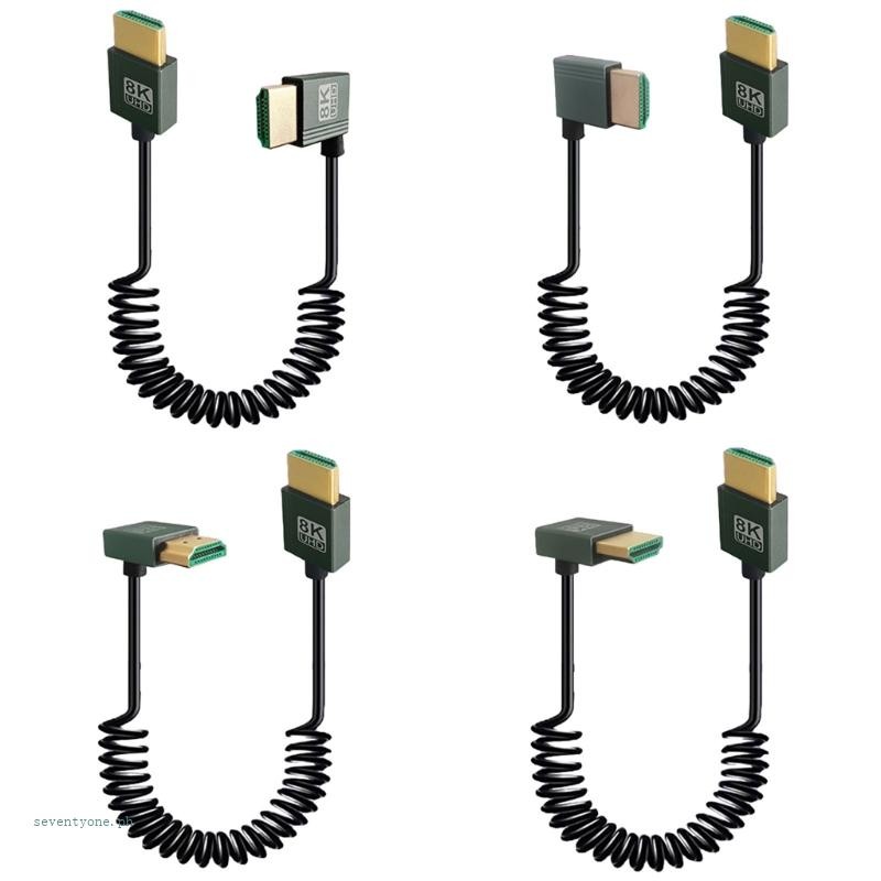 seve* 8k Short HDMI เข้ากันได้กับสายขดที่รองรับ HDMI 48Gbps ความเร็วที่รวดเร็วชายกับชาย 8K HDMI เข้ากันได้กับ 2 1 Supp